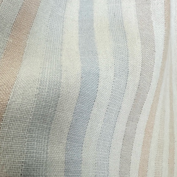 Cloth & Stone Anthropologie Linen Blend Sparkle Striped Top Tie Sleeve-V Neck-XL - Picture 9 of 10